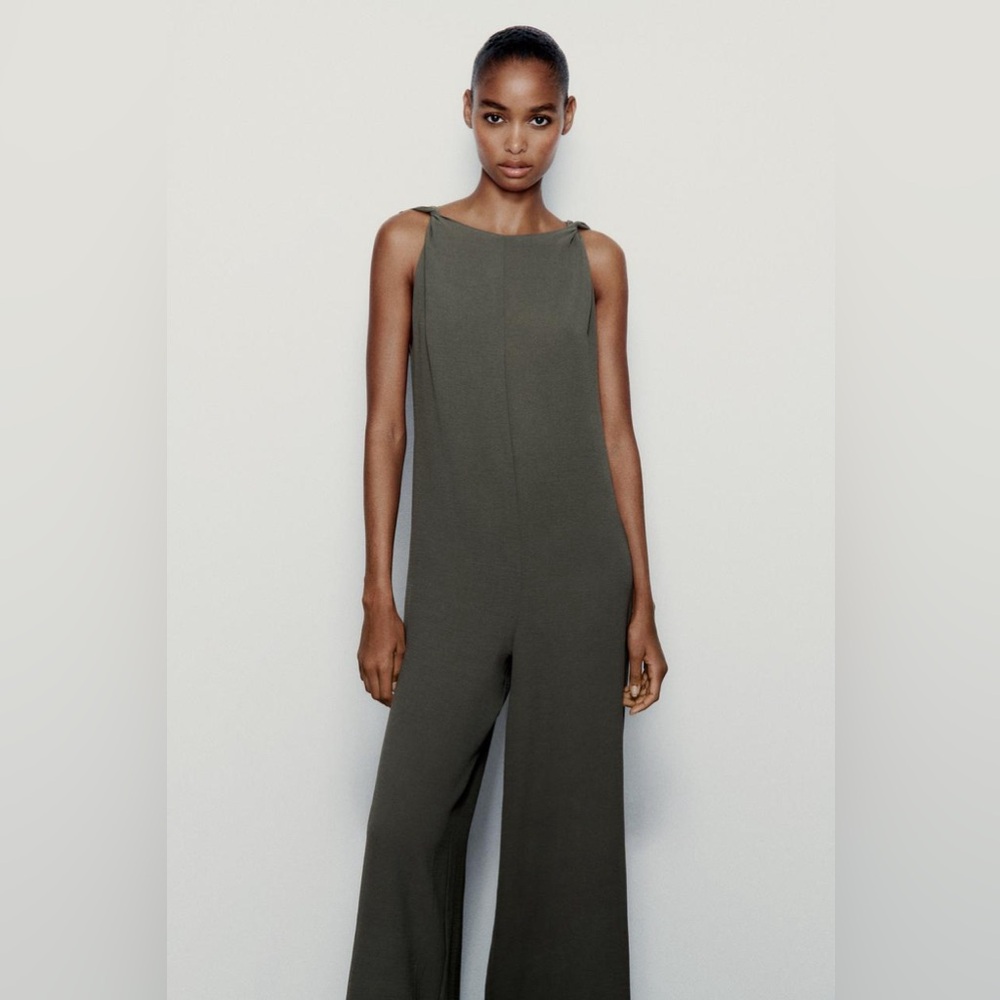 ZARA Olive Green Sleeveless Jumpsuit